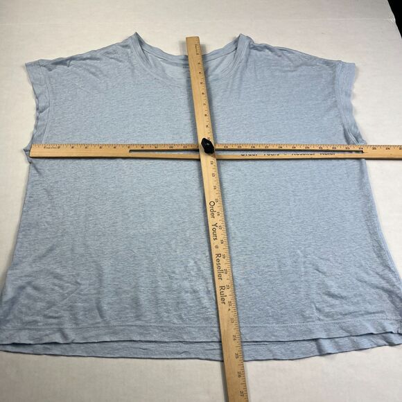 Lou & Grey Linen T-Shirt Relaxed Boxy Short Sleeve Casual Basic Tee LARGE Flaw - Picture 5 of 10